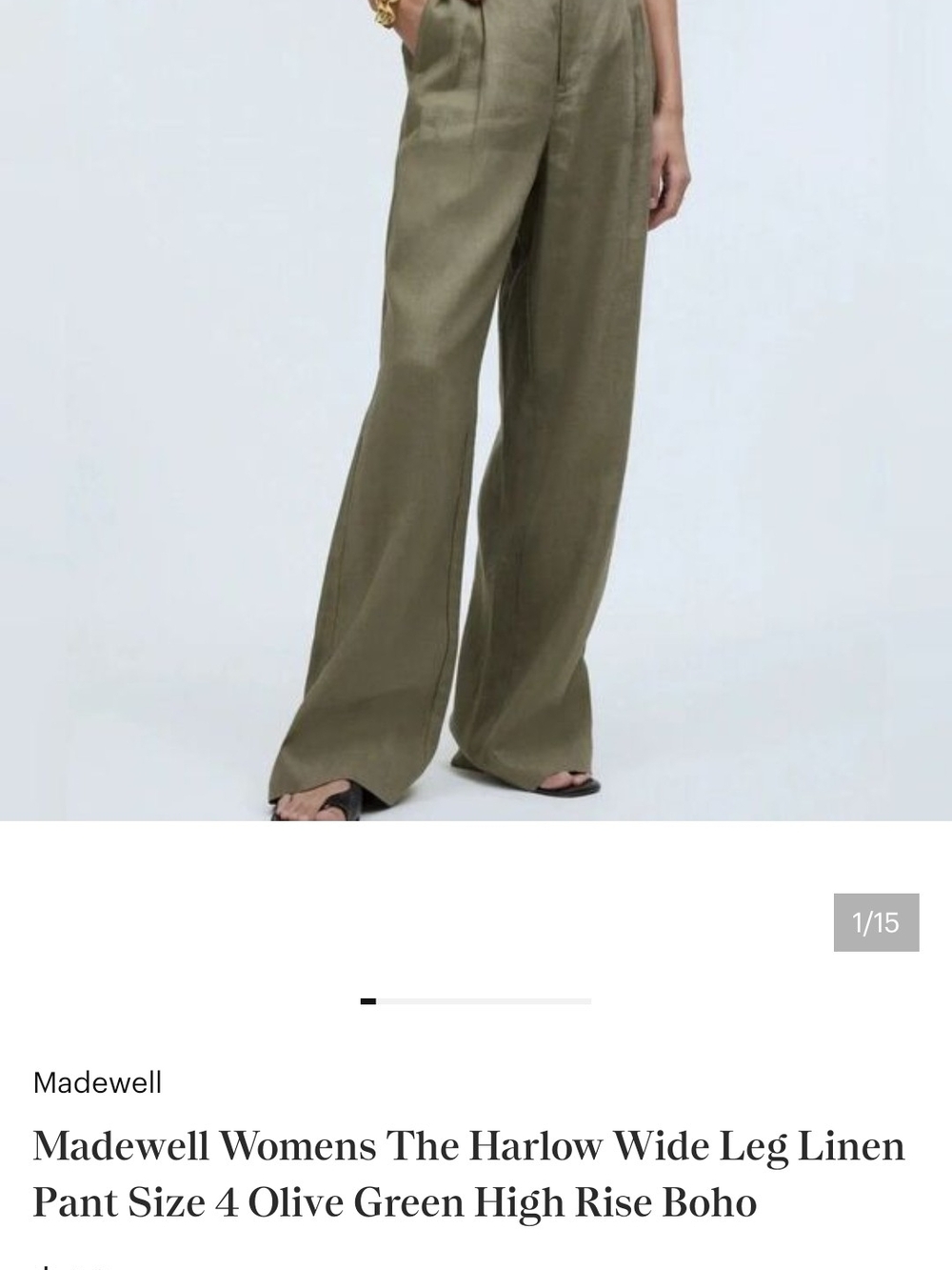 Madewell Olive Wide-Leg Linen Pants